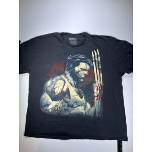 Marvel Wolverine Graphic T-Shirt Mens 2XL Black Distressed Logan X-Men Tee